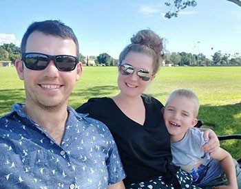 Matthew Wheeler, Partner Teagan and son Ollie
