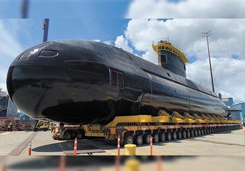 HMCS Corner Brook in drydock in Esquimalt, B.C., on June 13, 2021. (DND/MARPAC Imaging Services)