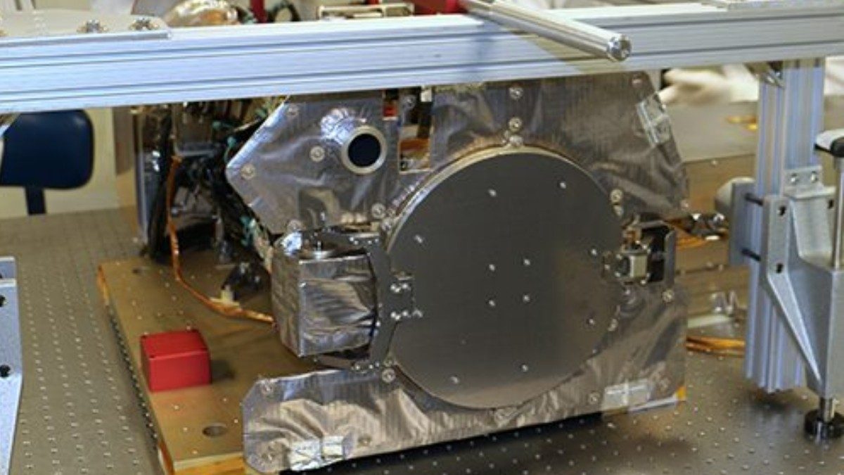 The GOES-R series solar ultraviolet imager (SUVI) in the clean room at Lockheed Martin.