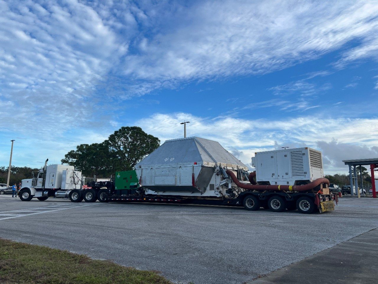 Orion safely stored during its transportation from California to Florida