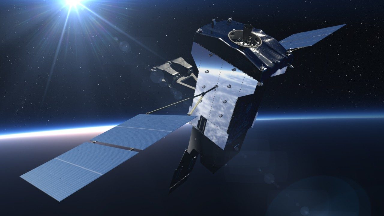 Artist depiction of a Space Based Infrared Surveillance (SBIRS) satellite.